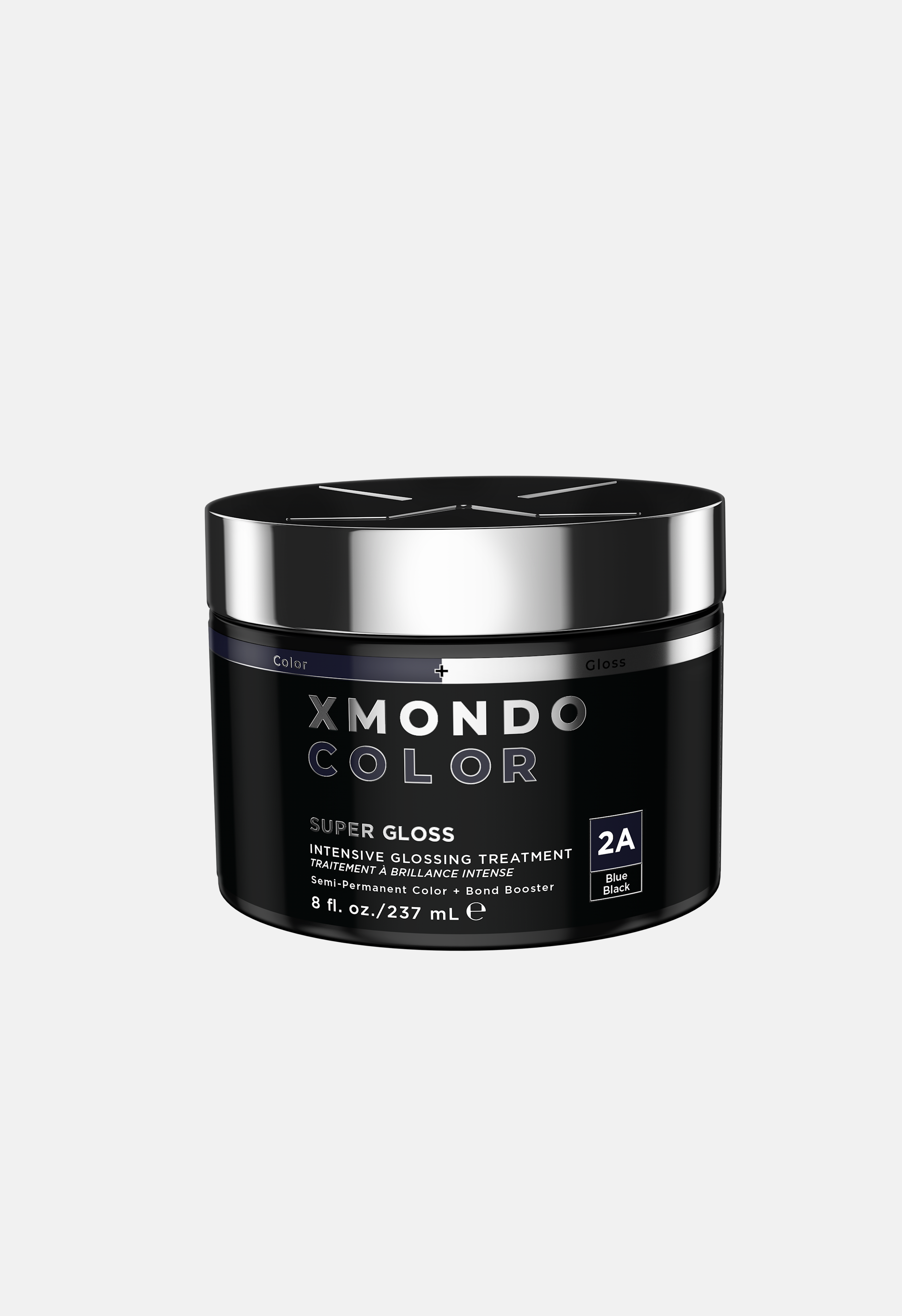 Xmondo Color Super Gloss hair product jar on a white background