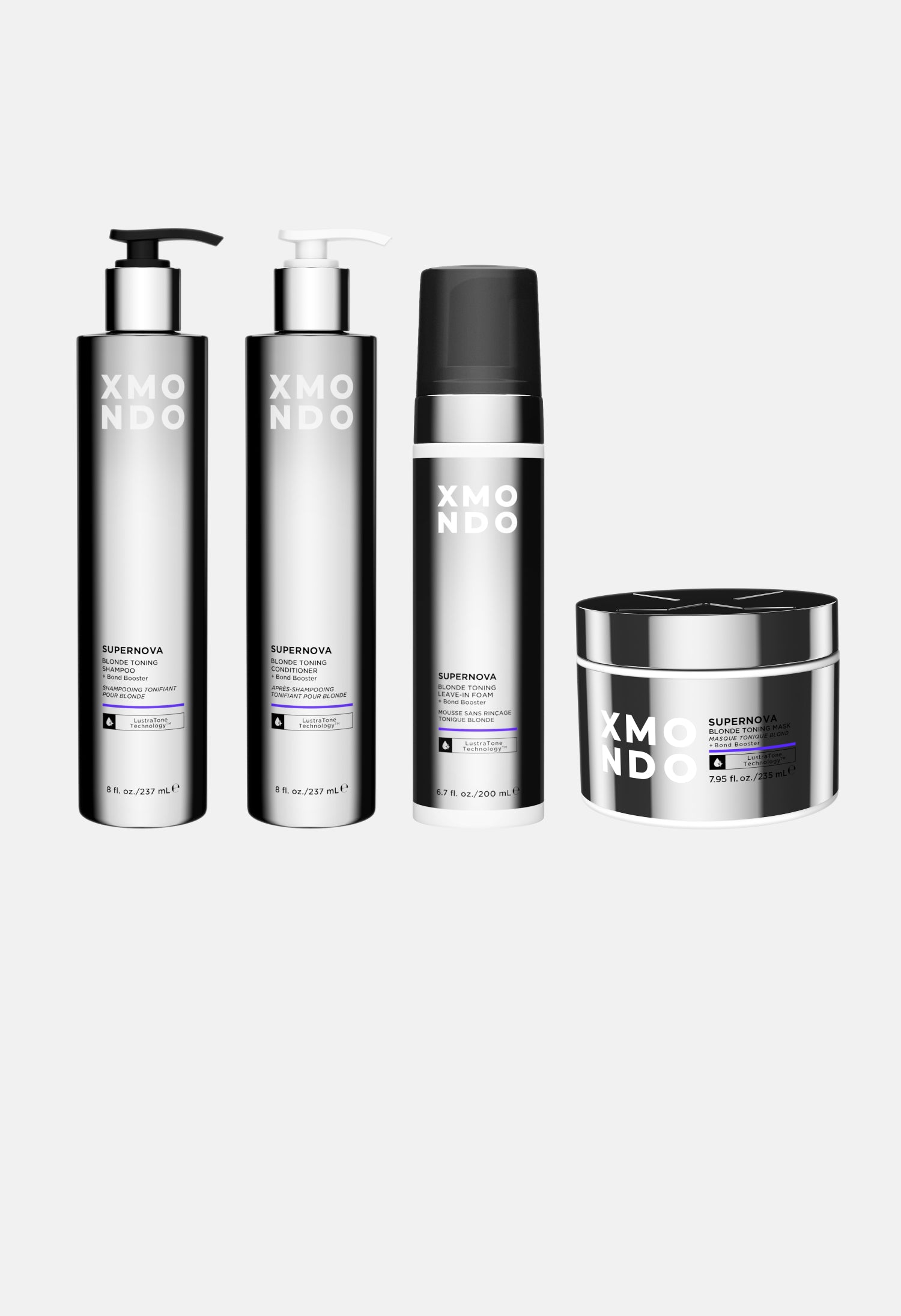 Set of XMONDO Haircare products on a white background