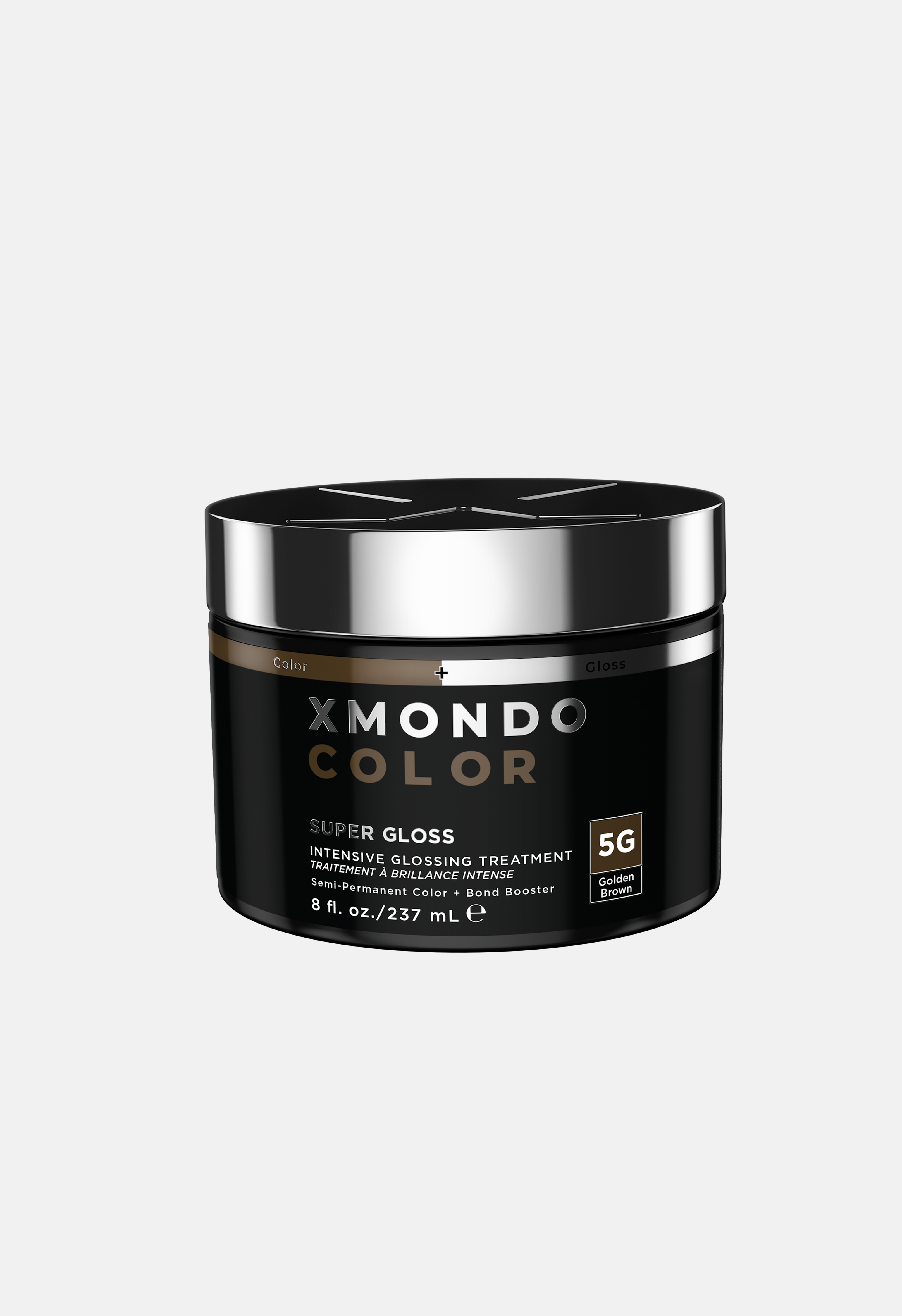 Xmondo Color Super Gloss hair product jar on a white background