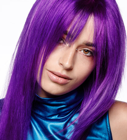 Model after using Amethyst hair color