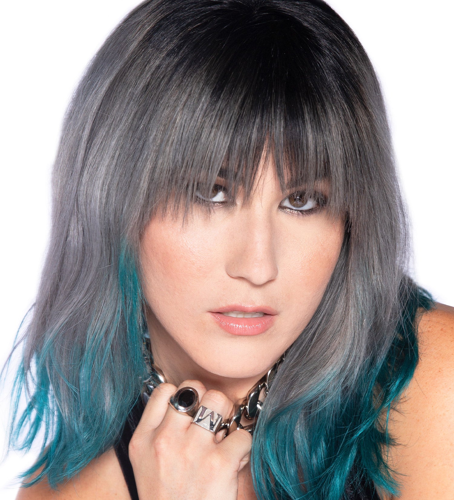 Female model after using Slate Grey hair healing color by XMONDO Color