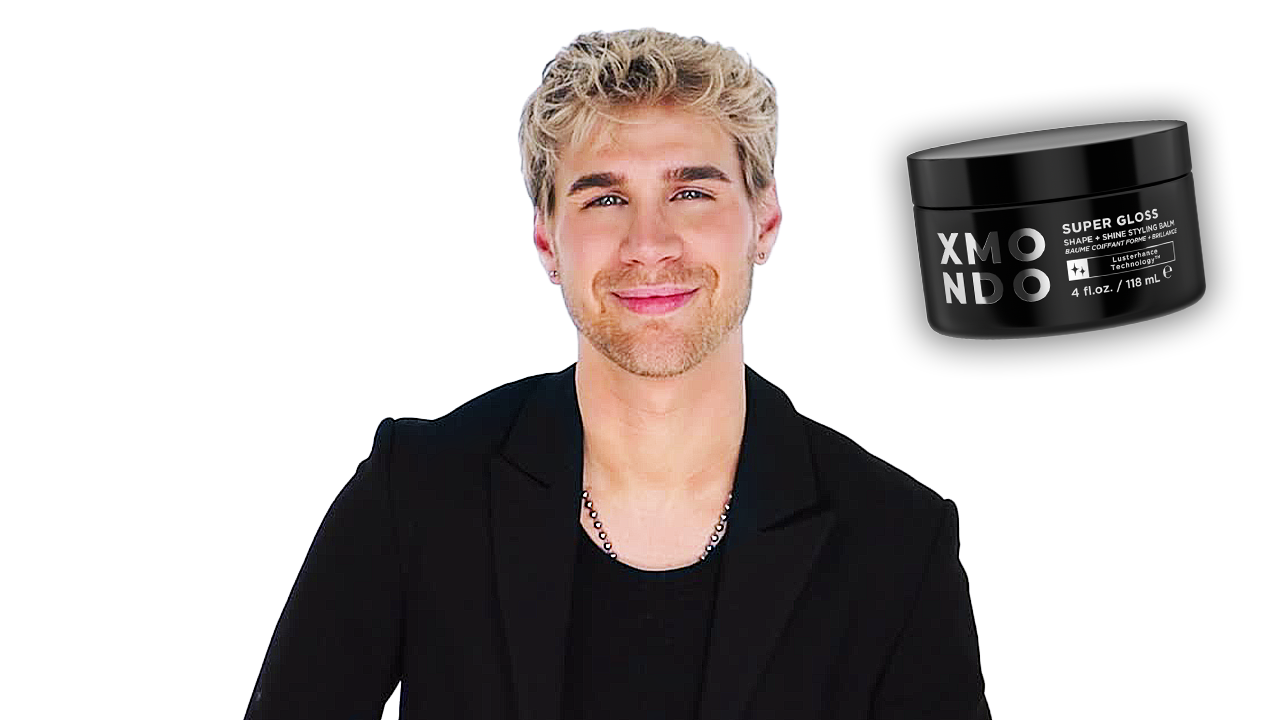 Load video: Brad Mondo showing off the Super Gloss Shape + Shine Styling Balm product and how it works.