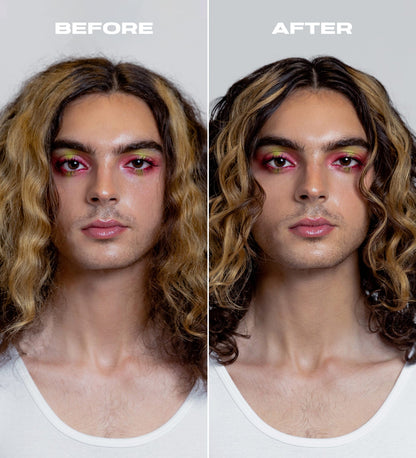 Male model examples of hair before and after using Wavetech Wave System Bundle