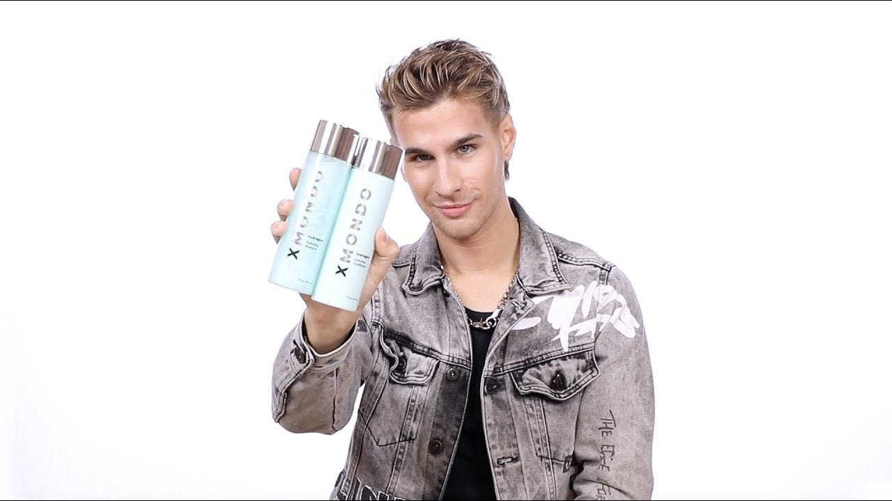 Load video: Brad Mondo showing off the Hydraglow Hydrating Shampoo product and how it works.