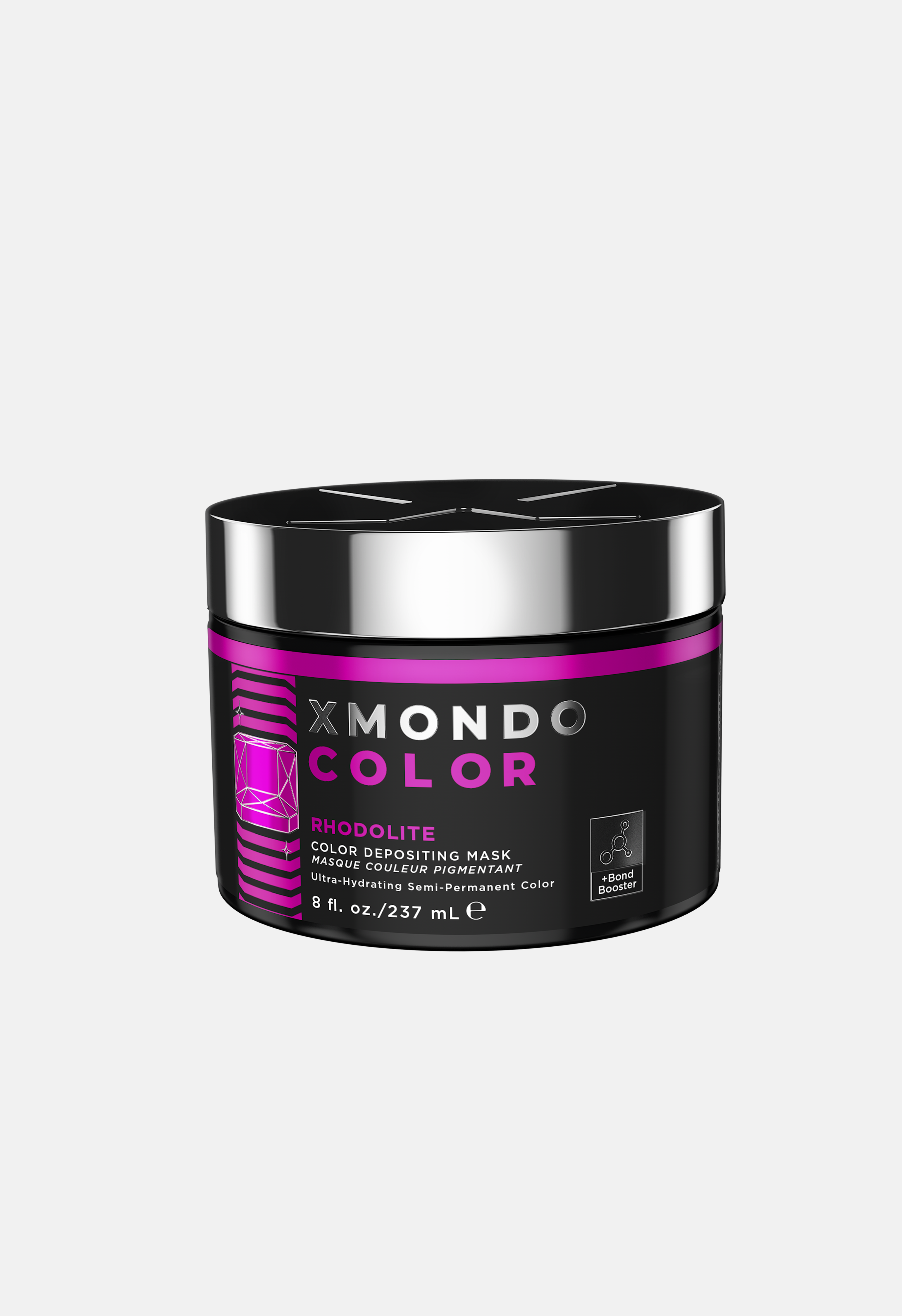 XMONDO Color hair mask jar with black and pink design on a white background