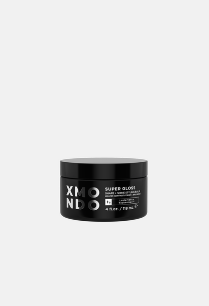 Black jar of XMONDO Super Gloss on a white background
