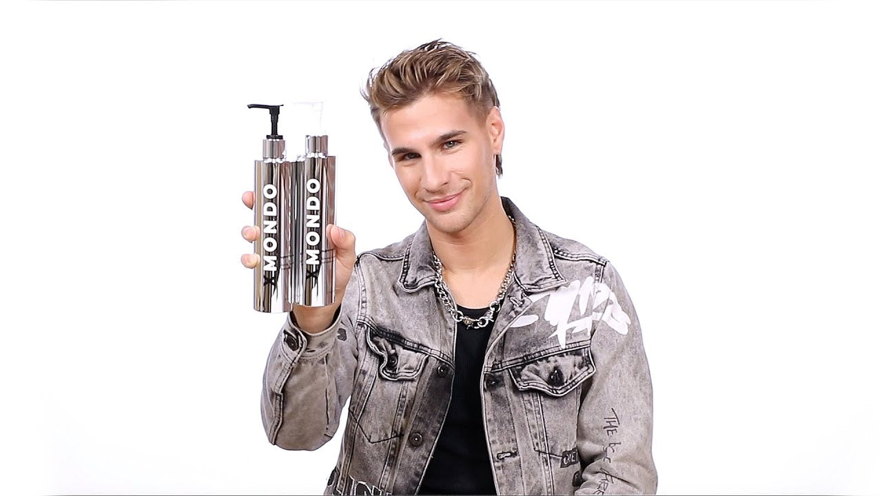 Load video: Brad Mondo showing off the Supernova Blonde Toning Shampoo product and how it works.