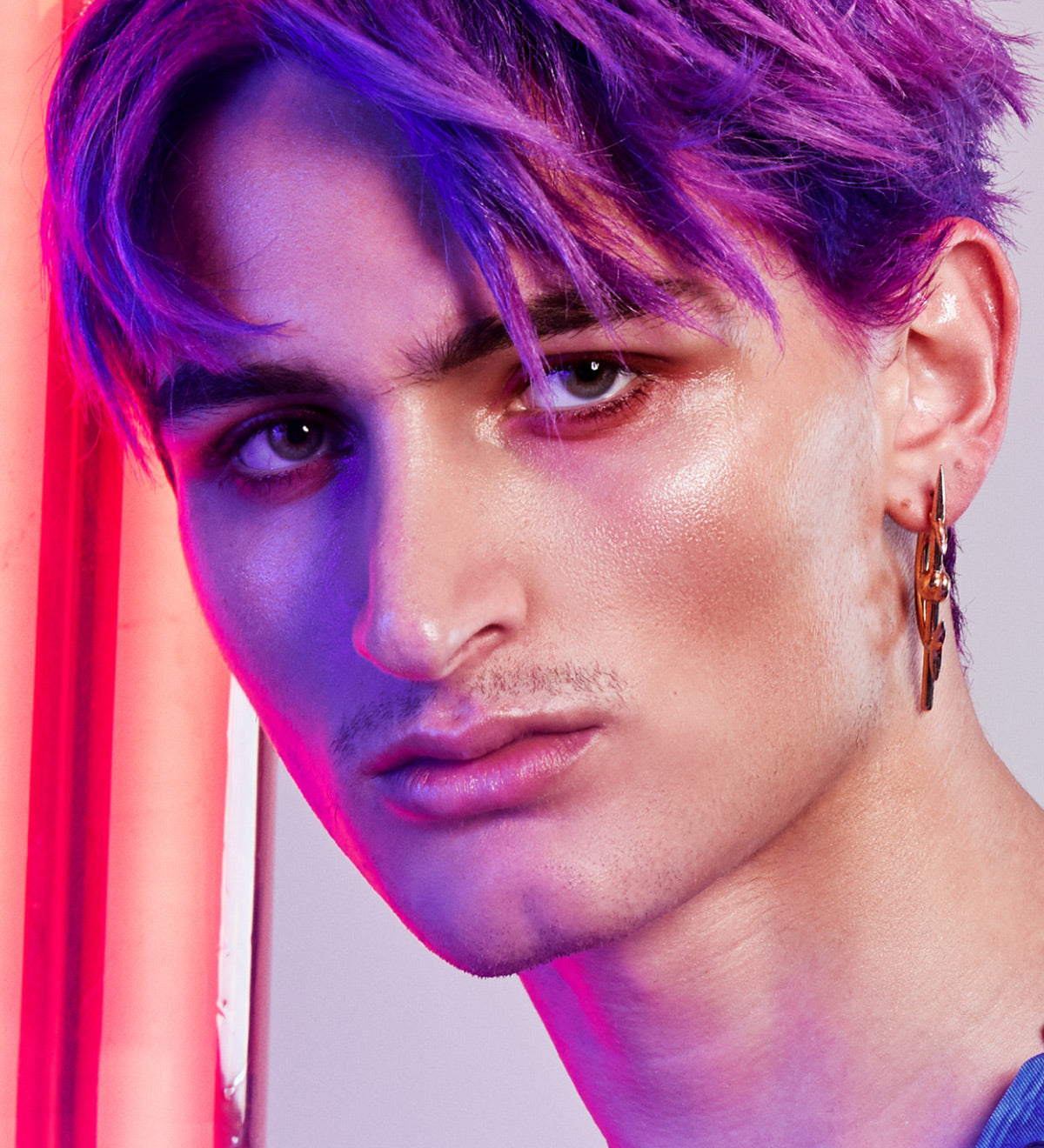 Male Model after using XMONDO Color Super Purple hair healing color